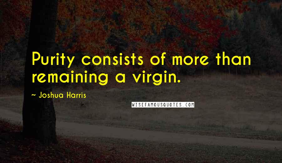 Joshua Harris Quotes: Purity consists of more than remaining a virgin.