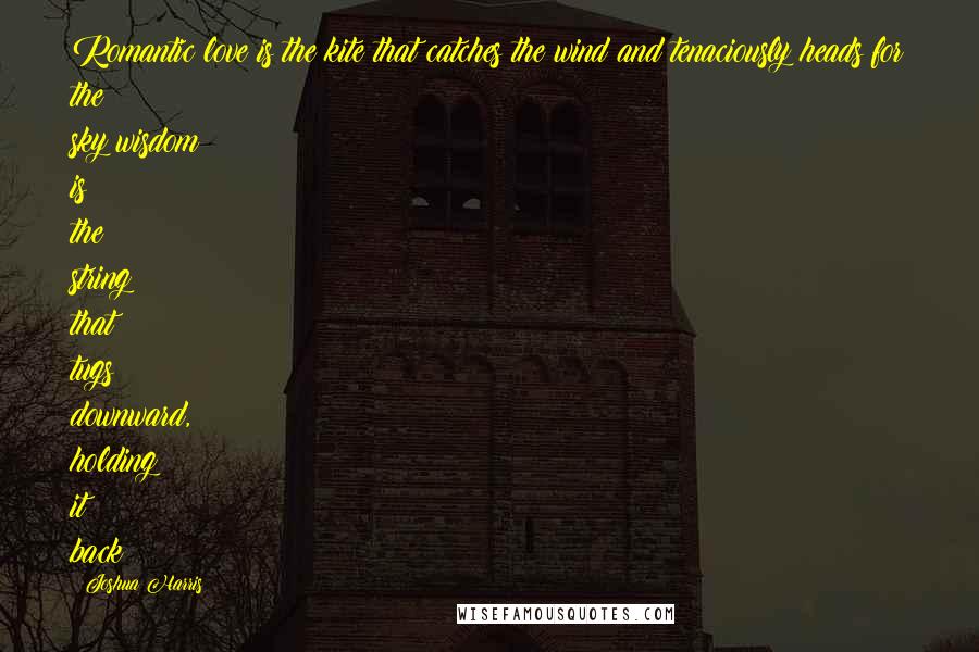 Joshua Harris Quotes: Romantic love is the kite that catches the wind and tenaciously heads for the sky;wisdom is the string that tugs downward, holding it back