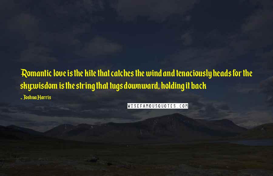 Joshua Harris Quotes: Romantic love is the kite that catches the wind and tenaciously heads for the sky;wisdom is the string that tugs downward, holding it back