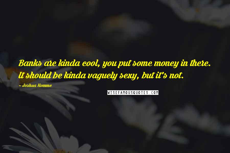 Joshua Homme Quotes: Banks are kinda cool, you put some money in there. It should be kinda vaguely sexy, but it's not.