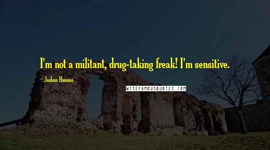 Joshua Homme Quotes: I'm not a militant, drug-taking freak! I'm sensitive.