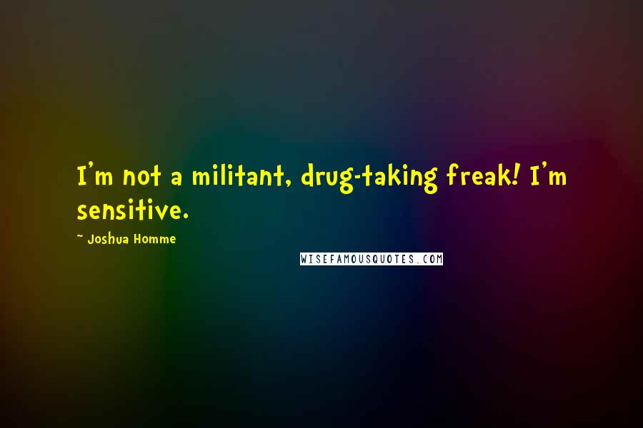 Joshua Homme Quotes: I'm not a militant, drug-taking freak! I'm sensitive.