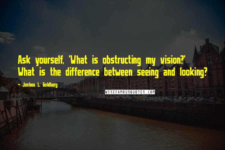 Joshua L. Goldberg Quotes: Ask yourself, 'What is obstructing my vision?' What is the difference between seeing and looking?