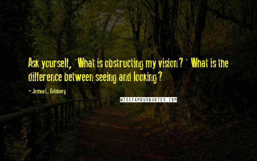 Joshua L. Goldberg Quotes: Ask yourself, 'What is obstructing my vision?' What is the difference between seeing and looking?