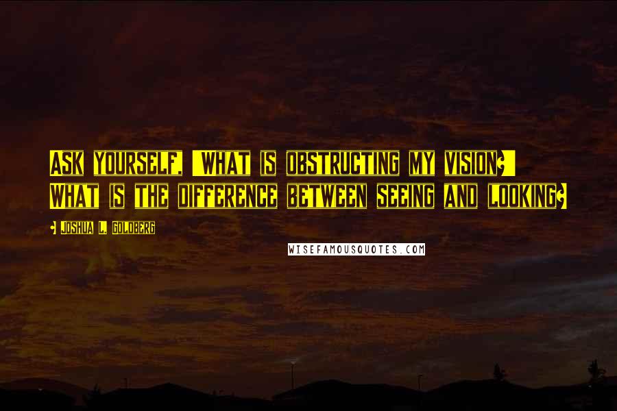 Joshua L. Goldberg Quotes: Ask yourself, 'What is obstructing my vision?' What is the difference between seeing and looking?