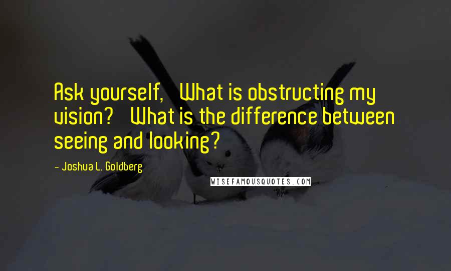 Joshua L. Goldberg Quotes: Ask yourself, 'What is obstructing my vision?' What is the difference between seeing and looking?