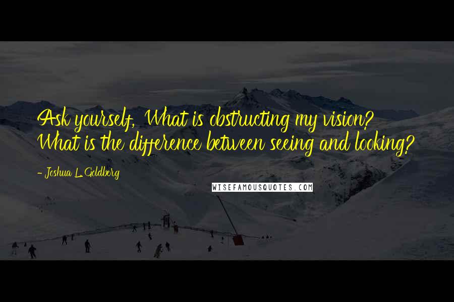 Joshua L. Goldberg Quotes: Ask yourself, 'What is obstructing my vision?' What is the difference between seeing and looking?