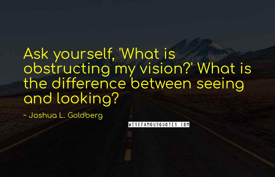 Joshua L. Goldberg Quotes: Ask yourself, 'What is obstructing my vision?' What is the difference between seeing and looking?