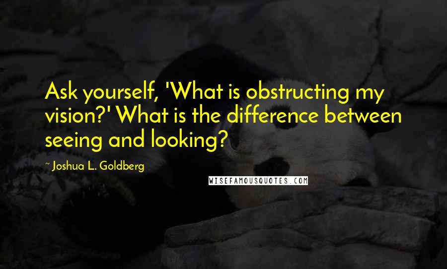 Joshua L. Goldberg Quotes: Ask yourself, 'What is obstructing my vision?' What is the difference between seeing and looking?