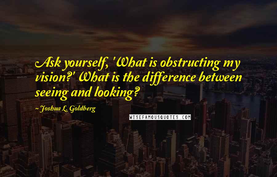 Joshua L. Goldberg Quotes: Ask yourself, 'What is obstructing my vision?' What is the difference between seeing and looking?