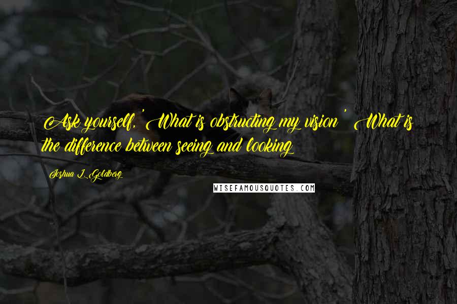 Joshua L. Goldberg Quotes: Ask yourself, 'What is obstructing my vision?' What is the difference between seeing and looking?