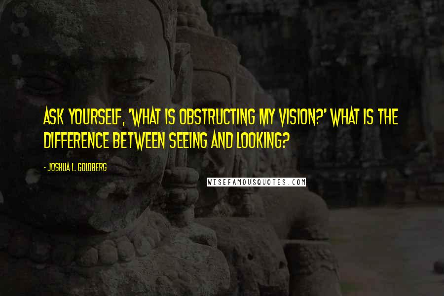 Joshua L. Goldberg Quotes: Ask yourself, 'What is obstructing my vision?' What is the difference between seeing and looking?