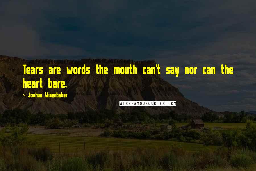 Joshua Wisenbaker Quotes: Tears are words the mouth can't say nor can the heart bare.