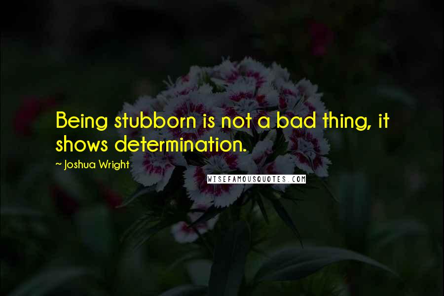 Joshua Wright Quotes: Being stubborn is not a bad thing, it shows determination.