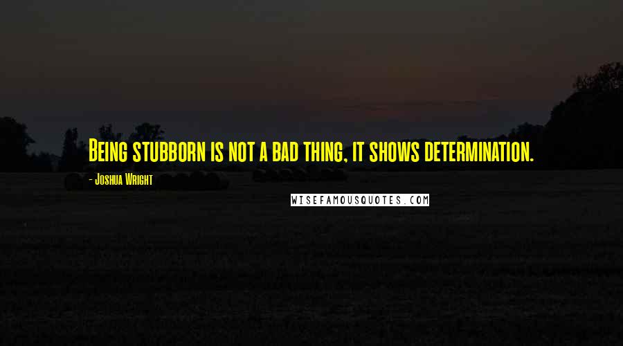 Joshua Wright Quotes: Being stubborn is not a bad thing, it shows determination.