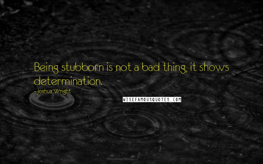 Joshua Wright Quotes: Being stubborn is not a bad thing, it shows determination.