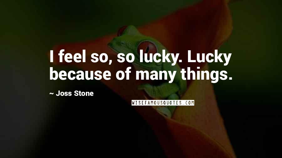 Joss Stone Quotes: I feel so, so lucky. Lucky because of many things.