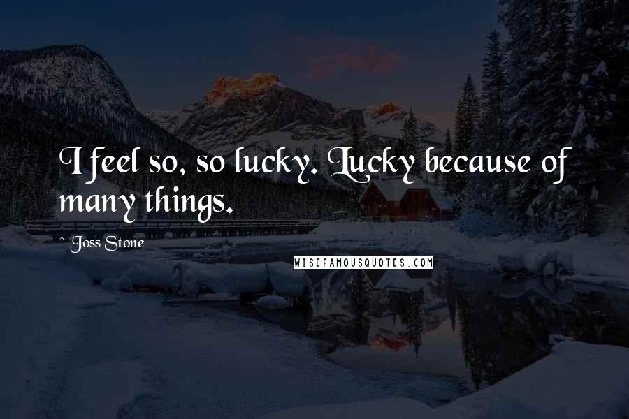 Joss Stone Quotes: I feel so, so lucky. Lucky because of many things.