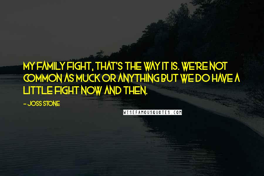 Joss Stone Quotes: My family fight, that's the way it is. We're not common as muck or anything but we do have a little fight now and then.