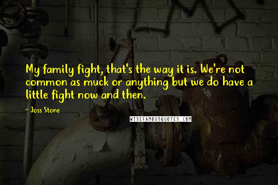 Joss Stone Quotes: My family fight, that's the way it is. We're not common as muck or anything but we do have a little fight now and then.