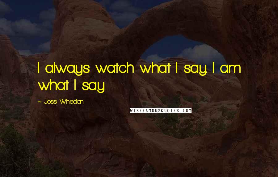 Joss Whedon Quotes: I always watch what I say. I am what I say.