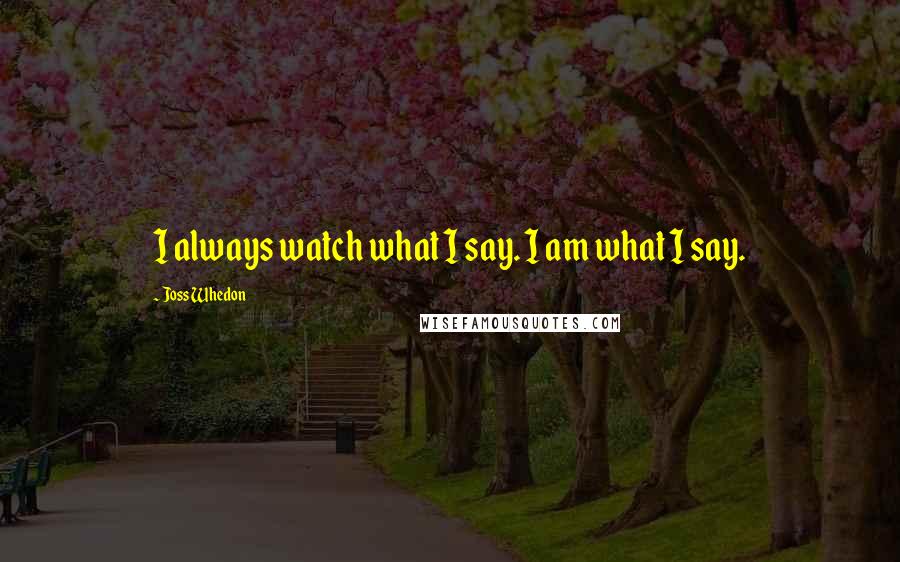 Joss Whedon Quotes: I always watch what I say. I am what I say.