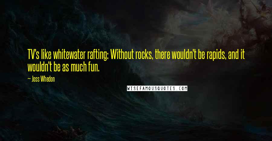 Joss Whedon Quotes: TV's like whitewater rafting: Without rocks, there wouldn't be rapids, and it wouldn't be as much fun.