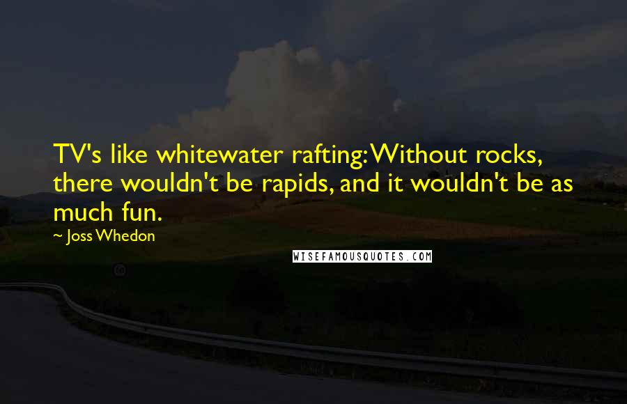 Joss Whedon Quotes: TV's like whitewater rafting: Without rocks, there wouldn't be rapids, and it wouldn't be as much fun.