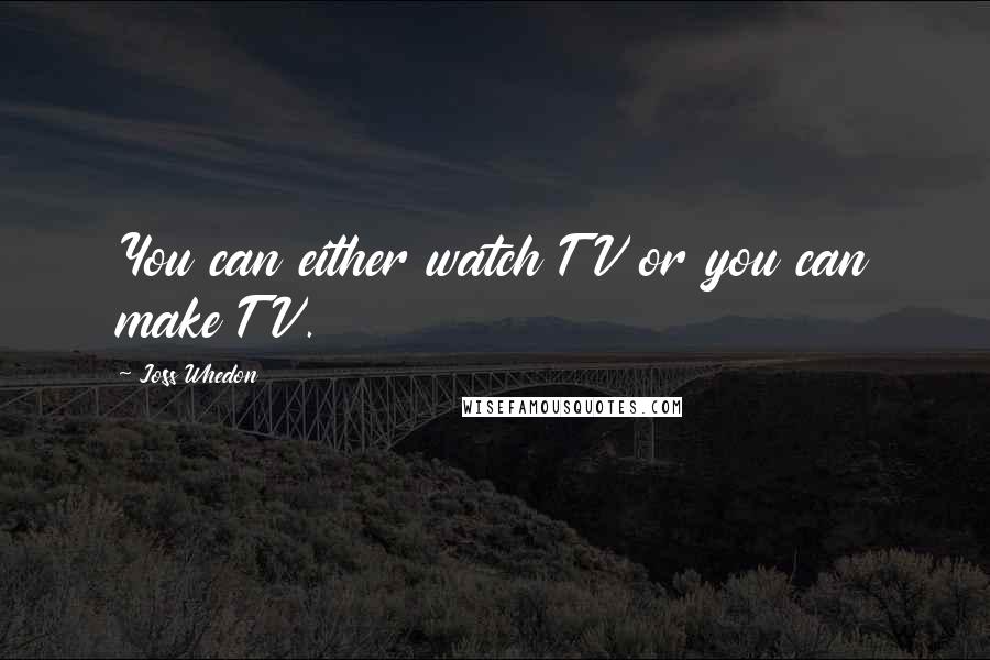 Joss Whedon Quotes: You can either watch TV or you can make TV.