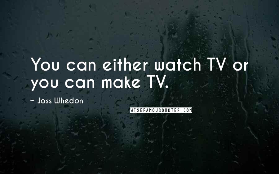Joss Whedon Quotes: You can either watch TV or you can make TV.
