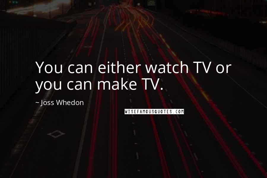 Joss Whedon Quotes: You can either watch TV or you can make TV.