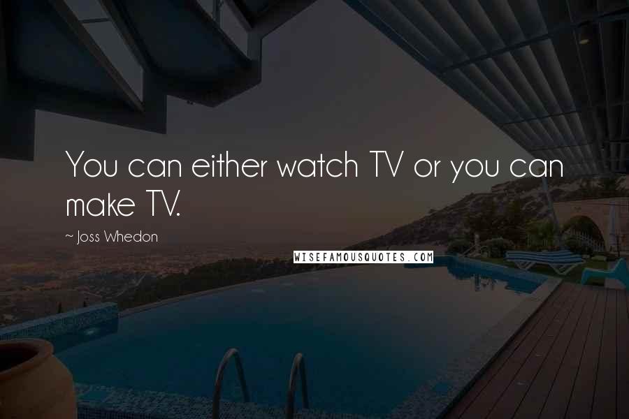 Joss Whedon Quotes: You can either watch TV or you can make TV.