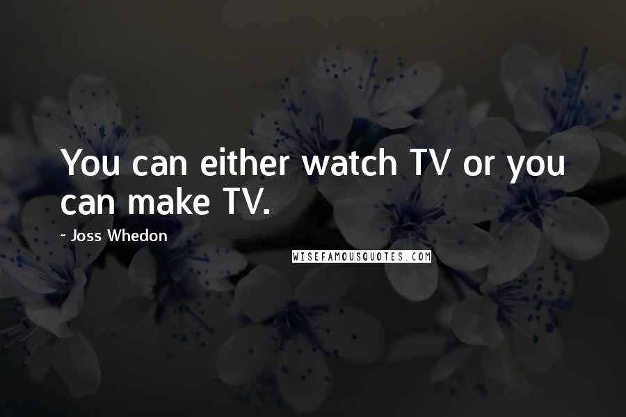 Joss Whedon Quotes: You can either watch TV or you can make TV.