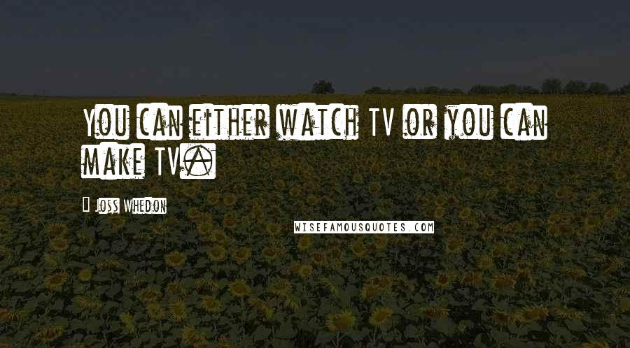 Joss Whedon Quotes: You can either watch TV or you can make TV.