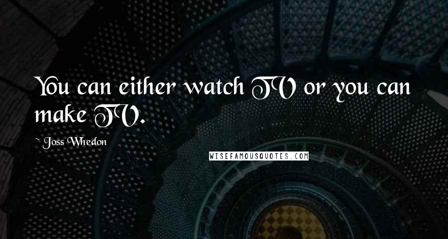 Joss Whedon Quotes: You can either watch TV or you can make TV.