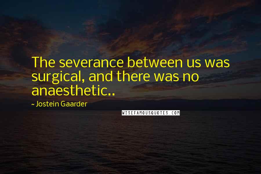 Jostein Gaarder Quotes: The severance between us was surgical, and there was no anaesthetic..