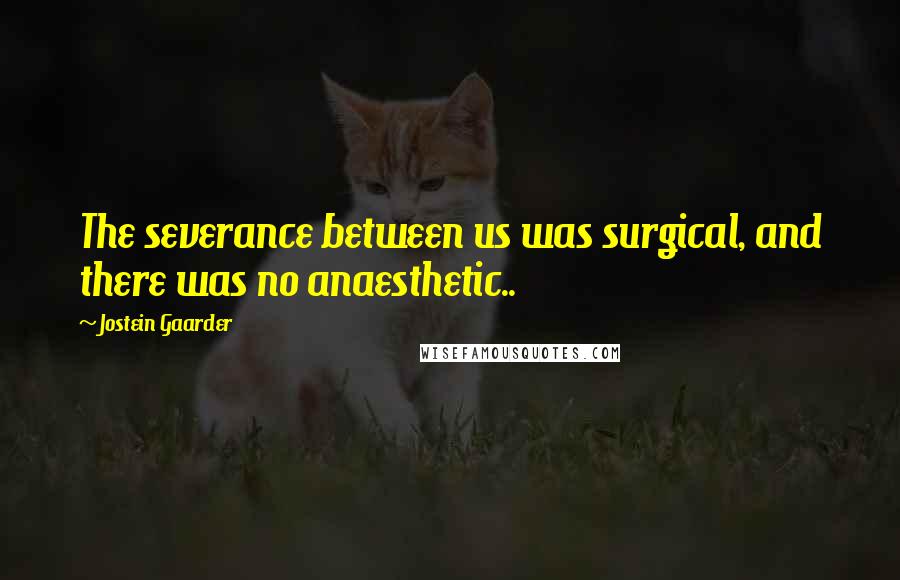 Jostein Gaarder Quotes: The severance between us was surgical, and there was no anaesthetic..