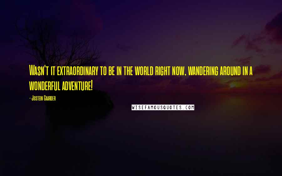 Jostein Gaarder Quotes: Wasn't it extraordinary to be in the world right now, wandering around in a wonderful adventure!