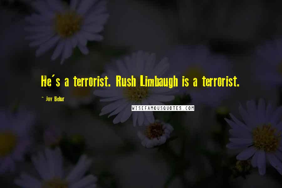 Joy Behar Quotes: He's a terrorist. Rush Limbaugh is a terrorist.