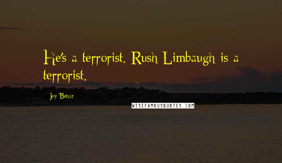 Joy Behar Quotes: He's a terrorist. Rush Limbaugh is a terrorist.