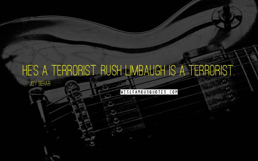 Joy Behar Quotes: He's a terrorist. Rush Limbaugh is a terrorist.