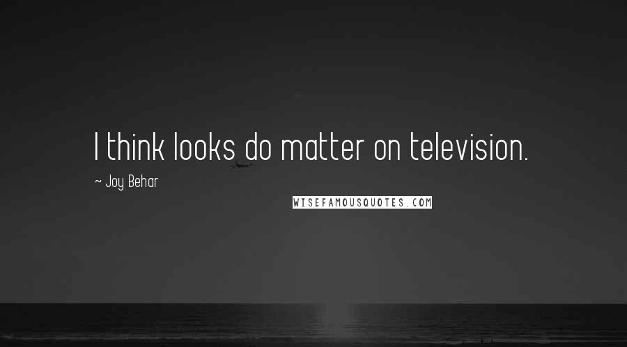 Joy Behar Quotes: I think looks do matter on television.