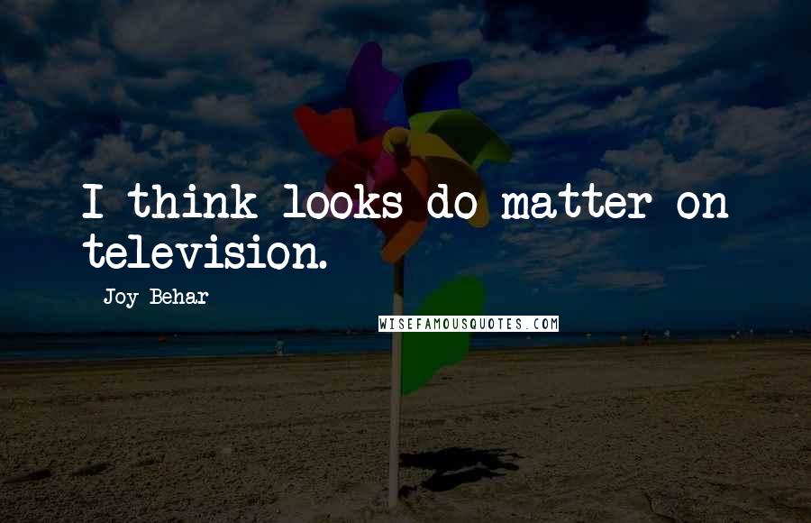 Joy Behar Quotes: I think looks do matter on television.