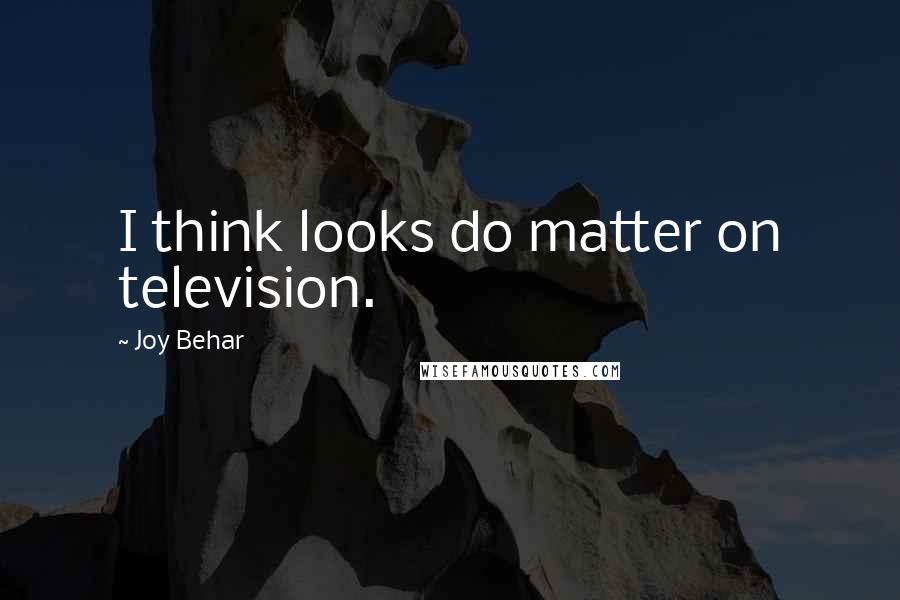 Joy Behar Quotes: I think looks do matter on television.