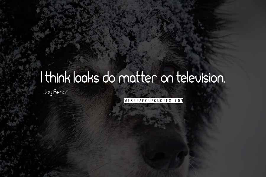 Joy Behar Quotes: I think looks do matter on television.