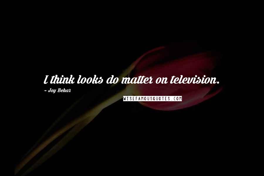 Joy Behar Quotes: I think looks do matter on television.