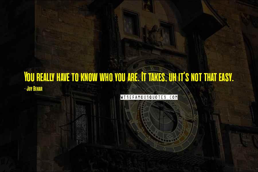 Joy Behar Quotes: You really have to know who you are. It takes, uh it's not that easy.