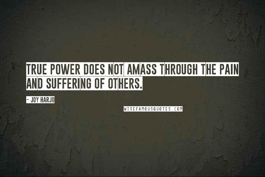 Joy Harjo Quotes: True power does not amass through the pain and suffering of others.