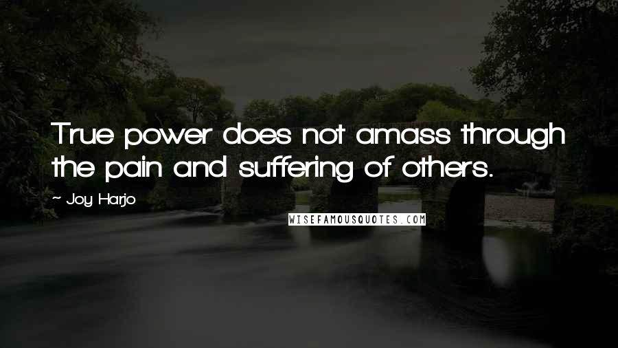 Joy Harjo Quotes: True power does not amass through the pain and suffering of others.