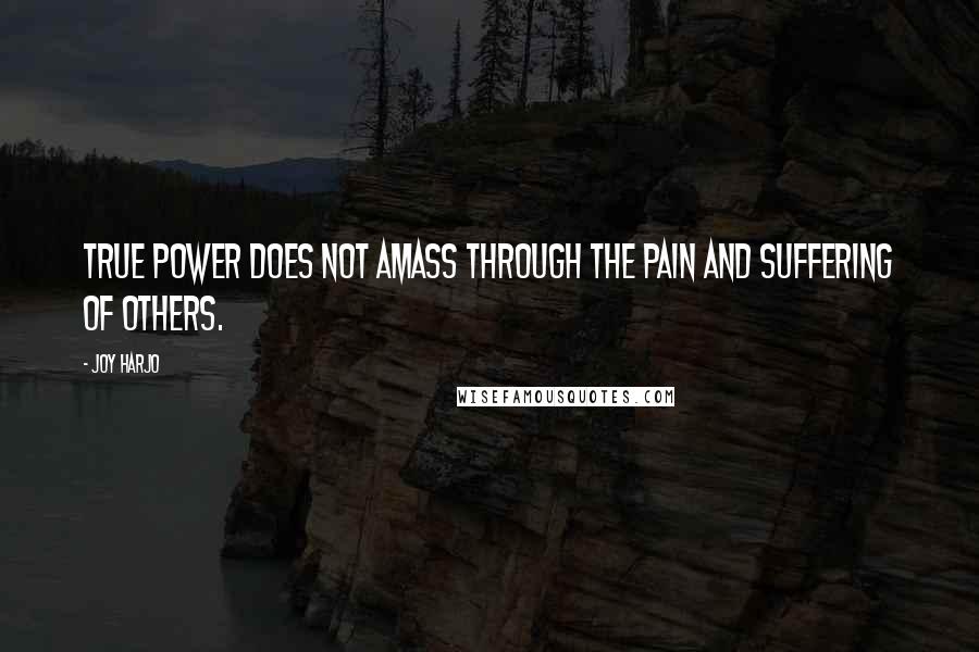 Joy Harjo Quotes: True power does not amass through the pain and suffering of others.